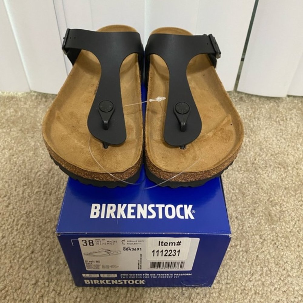 NWT Birkenstock 💌Free Shipping Gizeh Black Size 38US L 7/ US M 5